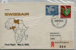 ZURICH / GENF / TRIPOLIS / LAGOS / ACCRA - Cover Air Mail - SWISSAIR First Flight - Eerste Vluchten