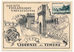 Carte Locale - Journée Du Timbre 1952 AVIGNON (Vaucluse) - Malle Poste - Dag Van De Postzegel