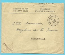 Brief Met Hoofding "CHEMINS DE FER DE L'ETAT BELGE" Met Stempel HERENTHALS Op 26/1/1926 - Altri & Non Classificati