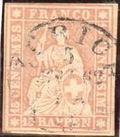 Schweiz Strubel 1859 15Rp. Zu#24G Vollstempel Zürich 1862 - Usados