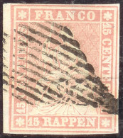 Schweiz Strubel 1854 Zu#24B SH24B1 Mi#15IIAym - Usados