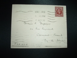 CARTE KYBALD TWYCHEN TP 1 1/2 P OBL.MEC. 7 OCT 36 OXFORD - Covers & Documents