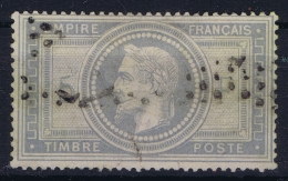 France:  Yvert  33  5 Franc Obl Used   1868 Petit Plier  Ne Pas Lieu Mince - 1863-1870 Napoléon III Con Laureles