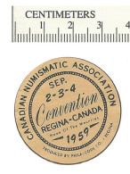 B31-38 CANADA Regina 1959 Numismatic Convention Used Crease - Local, Strike, Seals & Cinderellas