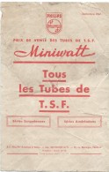 Philips/ Tubes De TSF/Miniwatt/Tarifs / 1947          GEF66 - Elektriciteit En Gas