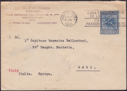 1930-H-29 CUBA REPUBLICA. 1930. 5c. JUEGOS CENTROAMERICANOS. CENTROAMERICAN GAMES TO ITALY ITALIA. - Brieven En Documenten