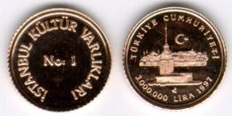 AC - MAIDEN'S TOWER LEANDER'S TOWER TOWER Of LEANDROS COMMEMORATIVE GOLD COIN TURKEY 1997 PROOF UNCIRCULATED - Tanzania