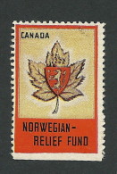B34-15 CANADA Norwegian Relief Fund WWII Charity Seal MLH - Local, Strike, Seals & Cinderellas