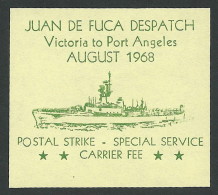 B35-37 CANADA Juan De Fuca Local Post Aug1968 Label MNH A Green On Yellow - Local, Strike, Seals & Cinderellas