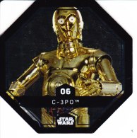 STAR WARS 2015 Vignette Jeton Image Carte LECLERC Disney Numéro 6 C-3 PO - Episode I