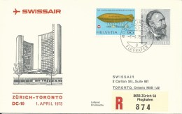 RF 75.7, Swissair, Zurich - Toronto, Recommandé, DC-10 - First Flight Covers