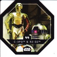 STAR WARS 2015 Vignette Jeton Image Carte LECLERC Disney Numéro 44 C 3PO & R2 D2 - Episodio I