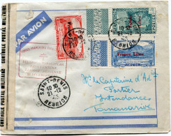 REUNION FRANCE LIBRE LETTRE PAR AVION CENSUREE AVEC CACHET ROUGE "FORCES FRANCAISES COMBATTANTES REUNION - MADAGASCAR.." - Cartas & Documentos