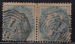 British East India Used 1856, Pair Of Half Anna, No Wartermark, Cooper / Renouf Type 7 Early Indian Cancellations - 1854 Britische Indien-Kompanie