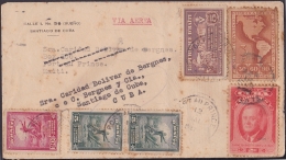 1947-H-23 CUBA 1947 SOBRE REENVIADO DE SANTIAGO A PORT AUN PRINCE. FORWARDED COVER. CUBA- HAITI- CUBA. RARE. - Covers & Documents