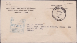 1951-H-36 CUBA 1951 SOBRE OFICIAL FFCC. RAILROAD Co, CAMAGUEY. FERROCARRIL - Briefe U. Dokumente