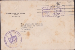 1952-H-40 ESPAÑA 1952 FRANQUICIA POSTAL CONSULAR. EMBAJADA DE CUBA EN MADRID SPAIN. - Briefe U. Dokumente