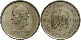 3 Reichsmark, 1932, A, Goethe, Vz., Katalog: J. 350 Vz3 Reichmark, 1932, A, Goethe, Extremley Fine, Catalogue:... - Autres & Non Classés