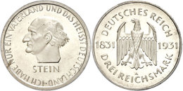 3 Reichsmark, 1931, Stein, Kl. Rf, Vz Aus PP., Katalog: J. 348 VzausPP3 Reichmark, 1931, Stone, Small Rf,... - Autres & Non Classés