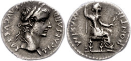 Tiberius, 14-37, Denar (3,55g). Av: Kopf Nach Rechts, Darum Umschrift. Rev: Weibliche Gestalt Mit Zepter Und Zweig... - Autres & Non Classés