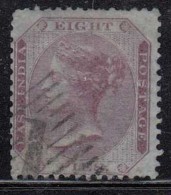 Eight Pies (On Bluish) , British East India 1860, QV Used, No Watermark, Early Indian Cancellations Cooper Renouf Type 4 - 1854 Britische Indien-Kompanie