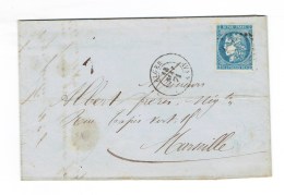 LETTRE TP N°46 B R2 - OB GC 2240 + CAD ALGER BATEAU-VAPEUR - MAI 1871 - TB - Poste Maritime