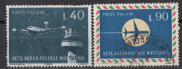 Posta Aerea Italia 1965 Uf. 1009-1010 Rete Postale Notturna "Viscount" - Viaggiato Used  Full Set Italy - Luftpost