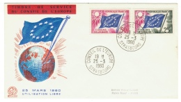 France // Timbres De Service // Conseil De L´Europe // 1960  FDC Y&T 19-21 - Lettres & Documents