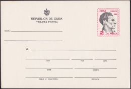 1980-EP-90 CUBA. 1980. POSTAL STATIONERY. Ed.127. 2c. TARJETA MELLA. ERROR IMPRSION DESPLAZADA. UNUSED. - Briefe U. Dokumente