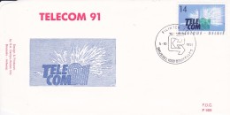 C011103- 2427  FDC P989  Belgique  Telecom 5-10-1991 1000 Bruxelles - 1991-2000