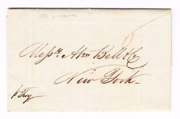 GB Liverpool 24.1.1835 Vorphila Brief Nach New-York - ...-1840 Precursores