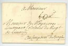 GUERRE DE LA SUCCESSION D'ESPAGNE - Général ALBERGOTTI (1654-1717) - Camp De HAUCOURT 1710 AR. DE VILLARS - Army Postmarks (before 1900)