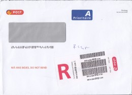 Denmark A Prioritaire POSTSAG Registered Recommandé Einschreiben Label 2016 Cover Brief - Briefe U. Dokumente