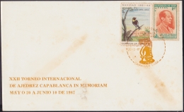 1987-CE-37 CUBA 1987 SPECIAL CANCEL. CHESS AJEDREZ.   XXII TORNEO CAPABLANCA IN MEMORIAM. CAMAGUEY. HORSE ORANGE. - Covers & Documents
