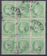 FRANCE 1945 Cérès De Mazelin  (YT 680)  Used Bloc Of 9 Stamps - 1945-47 Ceres Of Mazelin