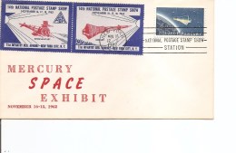 Espace -Mercury ( Commémoratif Des USA De 1962 Avec Timbres Privés -Dessins En Rouge à Voir) - America Del Nord