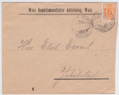 VAASA SUOMI - VASA - WASA BOMULLSMANUFAKTUR AKTIEBOLAG COVER 1898 TO JAKOBSTAD FINLAND - LETTRE FINLANDE - Briefe U. Dokumente