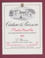120516 - ETIQUETTE VIN - BORDEAUX -  1983 CHATEAU LA BOISSERIE ST EMILION GRAND CRU - SAINT PEY D'ARMENS - Red Wines
