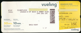 Titre De Transports, Boarding Pass, Tarjeta De Embarque : Copenhague - Roissy Charles De Gaulle, Compagnie VUELING - Europa