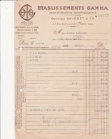 FACTURE ETABLISSEMENT GAMMA -   RADIOTELEGRAPHIE- RADIOTELEPHONIE - PARIS -   1934 - Sonstige & Ohne Zuordnung