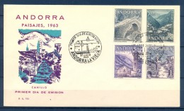 1966 , ANDORRA ESPAÑOLA , ED. 60 / 63 , SOBRE DE PRIMER DIA DE CIRCULACIÓN , TIPOS DIVERSOS - Altri & Non Classificati