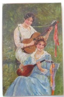 Cpa LITHO ILLUSTRATEUR Borrmeister Duo Femme Femmes Souriante Jouant Guitare Et Mandoline - Borrmeister, R.