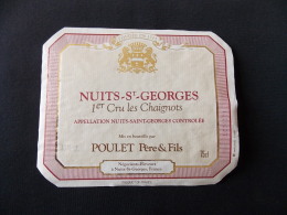 Etiquette Vin Nuits St Georges 1er Cru Les Chaignots Poulet Père & Fils - Beaujolais