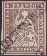 Heimat LU ROTHENBURG 186? Langstempel Auf Strubel Weissrandig Zu#22G 5Rp Braun - Gebraucht