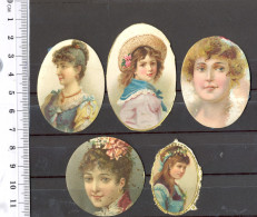 1093 - Lot De 5 Miniatures Sur Papier - Epoque : Fin 19 ème Siècle - Personnages