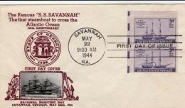 USA 1944 Steamboat "Savannah" - FDC- Print Crosby Cover- Michel #526  CV=50,00 € - 1941-1950