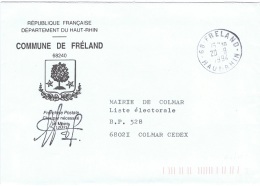 ARB-L60 - FRANCE Lettre En Franchise Postale De La Commune De Fréland Blason Avec Arbre - Civil Frank Covers