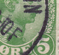 Denmark 1913 Mi. 67    5 Ø Christian X. ERROR Variety "Broken Line Under Chin" "White Spot" (2 Scans) - Errors, Freaks & Oddities (EFO)