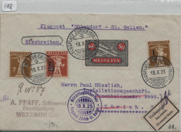 Militärflugkonkurenz 18.10.1925 Flugpost Zürich-St. Gallen Auf Charge-Brief Nach Zürich F9 (Unbekannt) - First Flight Covers