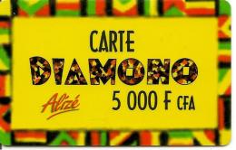 CARTE-PREPAYEE-SENEGAL-ALIZE-5000F CFA-DIAMONO-Epaisse-V°Gd N° Lasers-TBE - Sénégal
